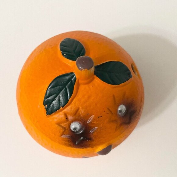 Vintage Orange Anthropomorphic Smiling Fruit Ceramic Sugar Bowl Googly Eyes - Picture 6 of 16